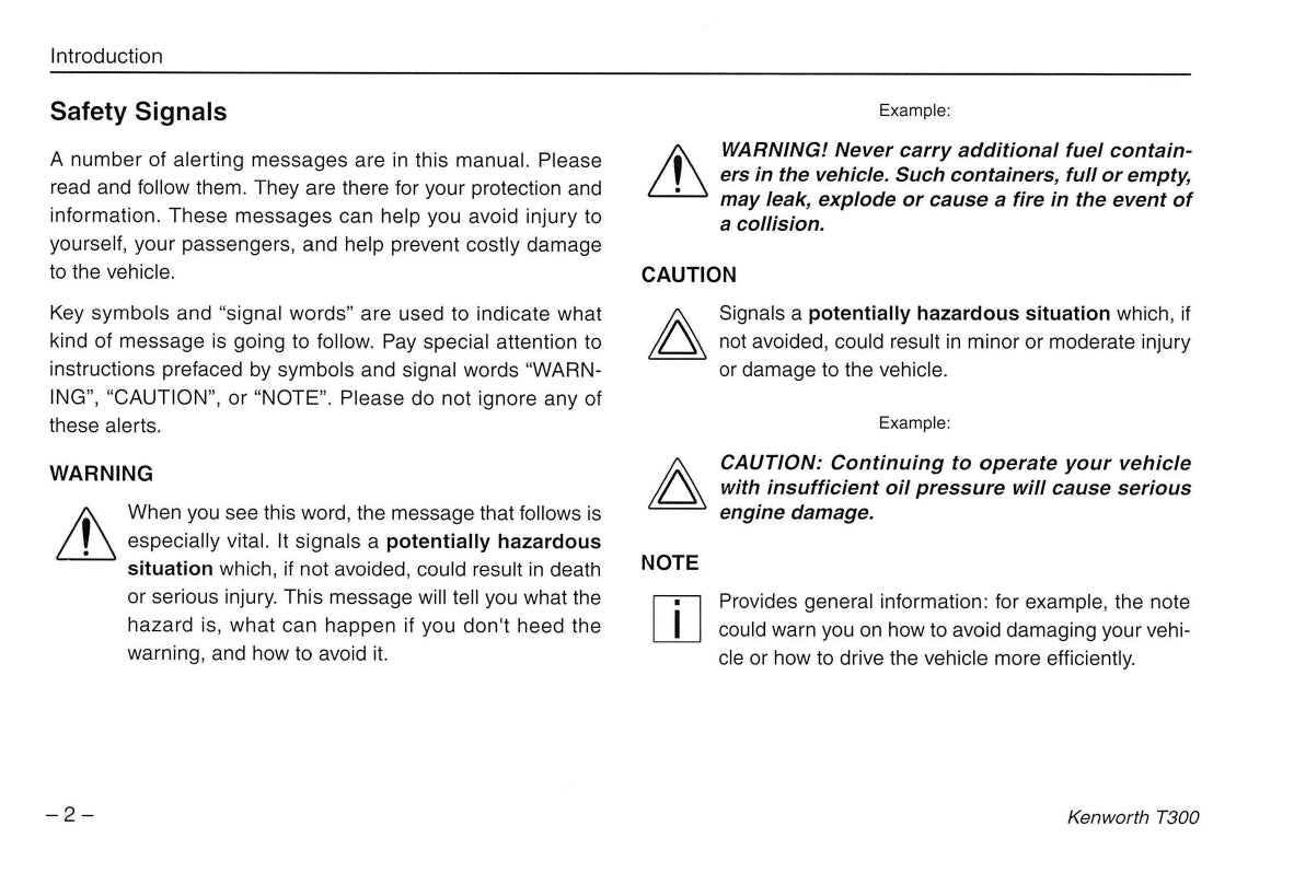 2005 Kenworth T300 Owner's Manual | English