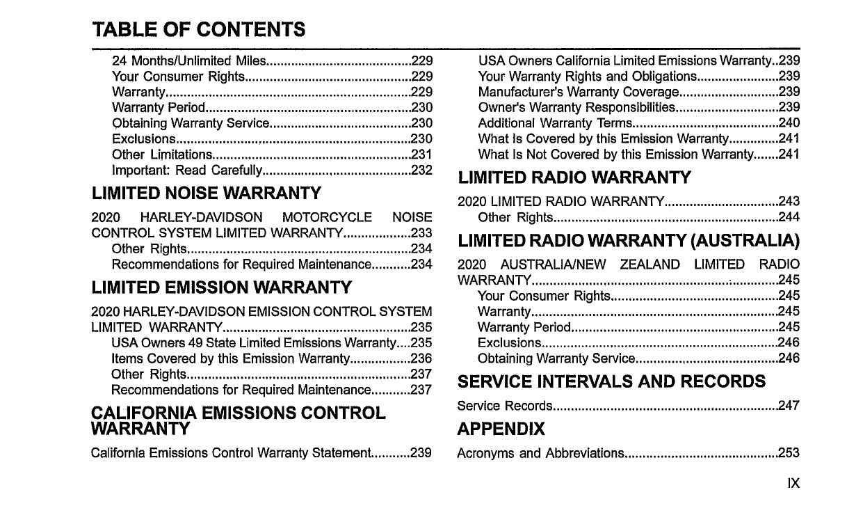 2020 Harley-Davidson Touring Owner's Manual | English