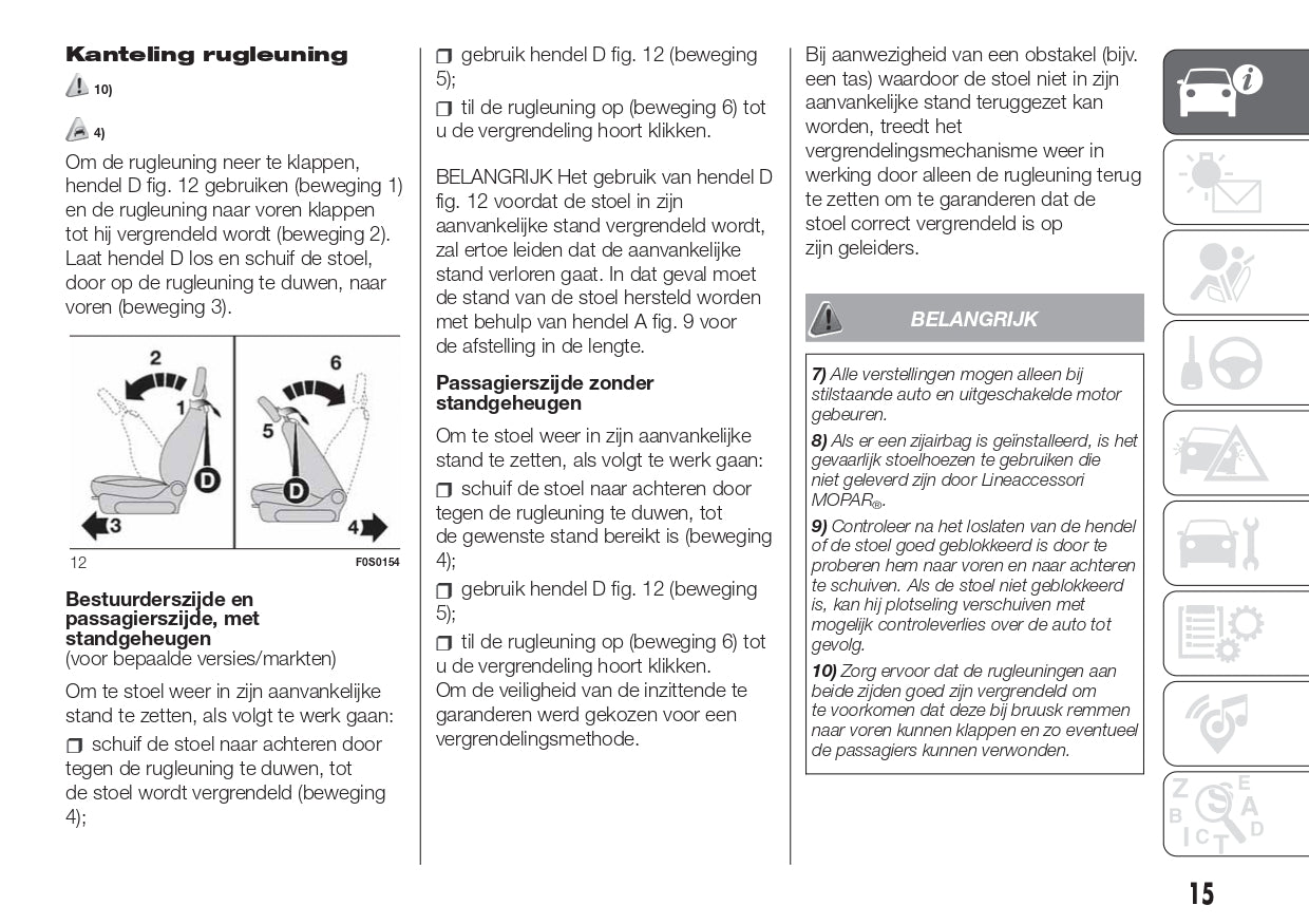 2018-2020 Fiat 500/500C Owner's Manual | Dutch