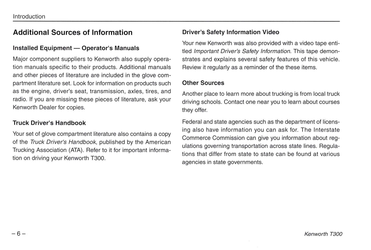 2005 Kenworth T300 Owner's Manual | English