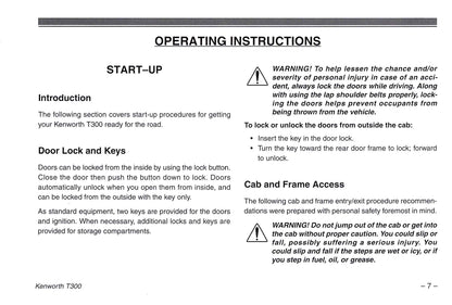 2005 Kenworth T300 Owner's Manual | English