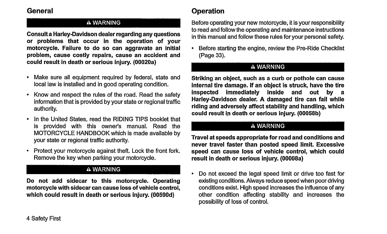 2020 Harley-Davidson Touring Owner's Manual | English