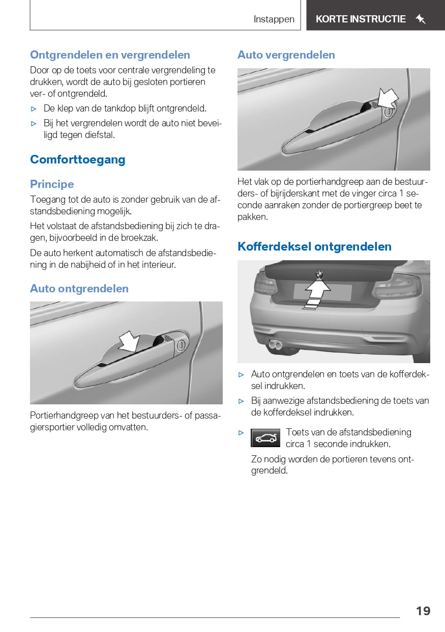 2019 BMW 2 Series Convertible/2 Series Cabrio Owner's Manual | Dutch