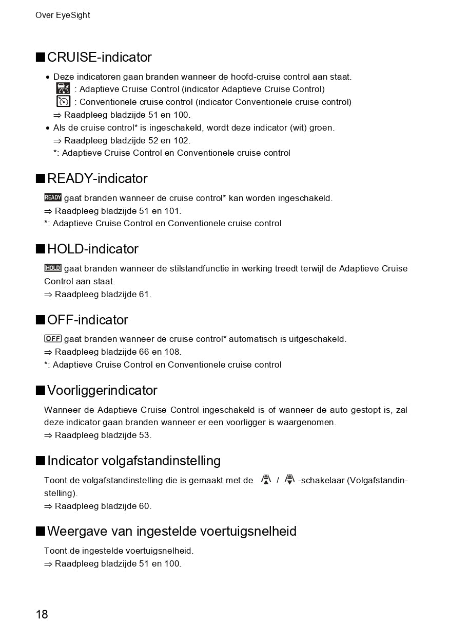 2019 Subaru Outback/Legacy Eyesight Manual | Dutch