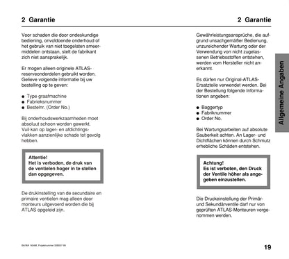 Atlas 1404 Owner's Manual | Dutch/German