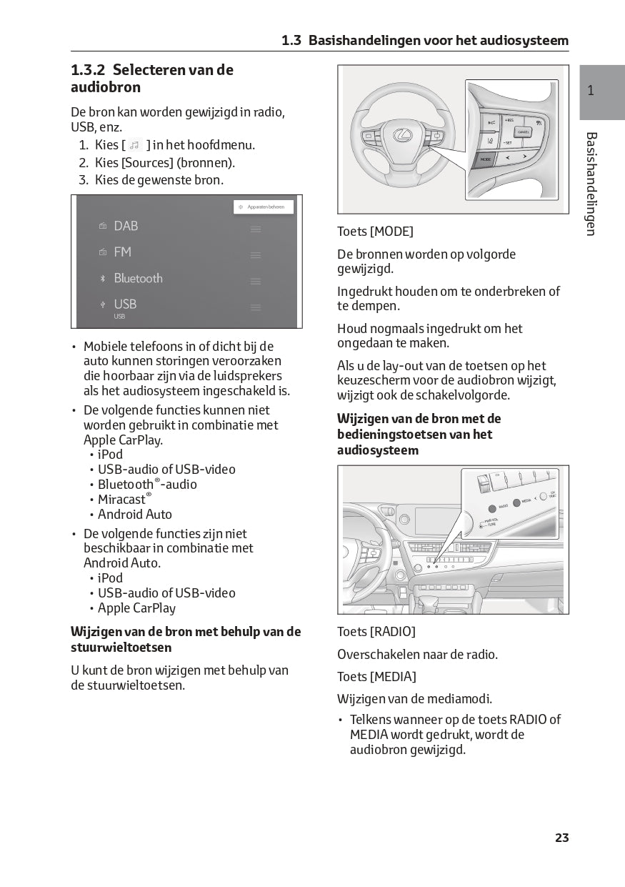 2018-2023 Lexus ES 300h Infotainment Manual | Dutch