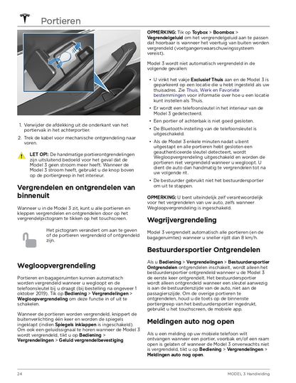 2024 Tesla Model 3 Bedienungsanleitung | Niederländisch