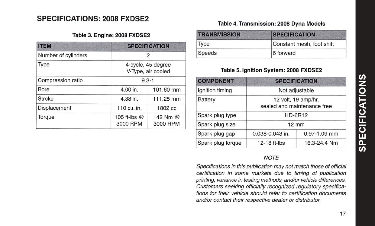 2008 Harley-Davidson FXDSE2 Manuel du propriétaire | Anglais