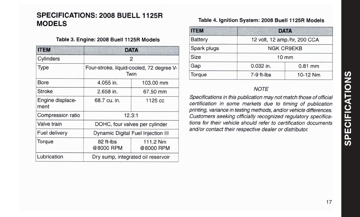 2008 Buell 1125R Manuel du propriétaire | Anglais