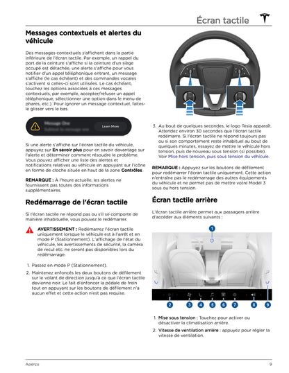 2023-2024 Tesla Model 3 Bedienungsanleitung | Französisch