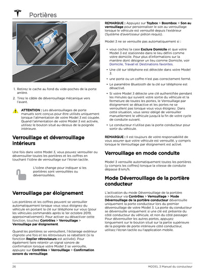 2023-2024 Tesla Model 3 Bedienungsanleitung | Französisch