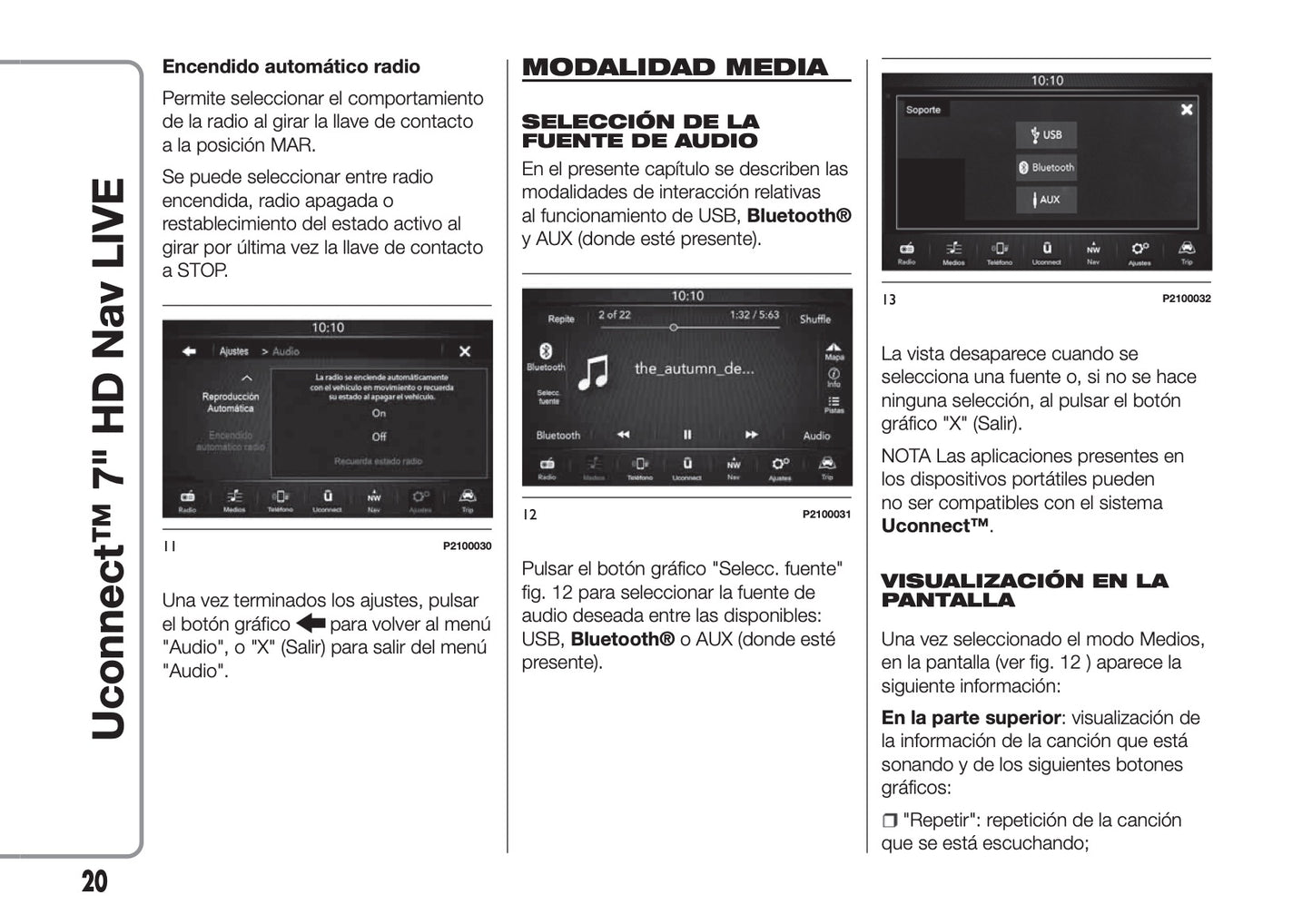 Abarth 595 / 695 Uconnect Radio 7.0 Nav Instrucciones 2016 - 2018