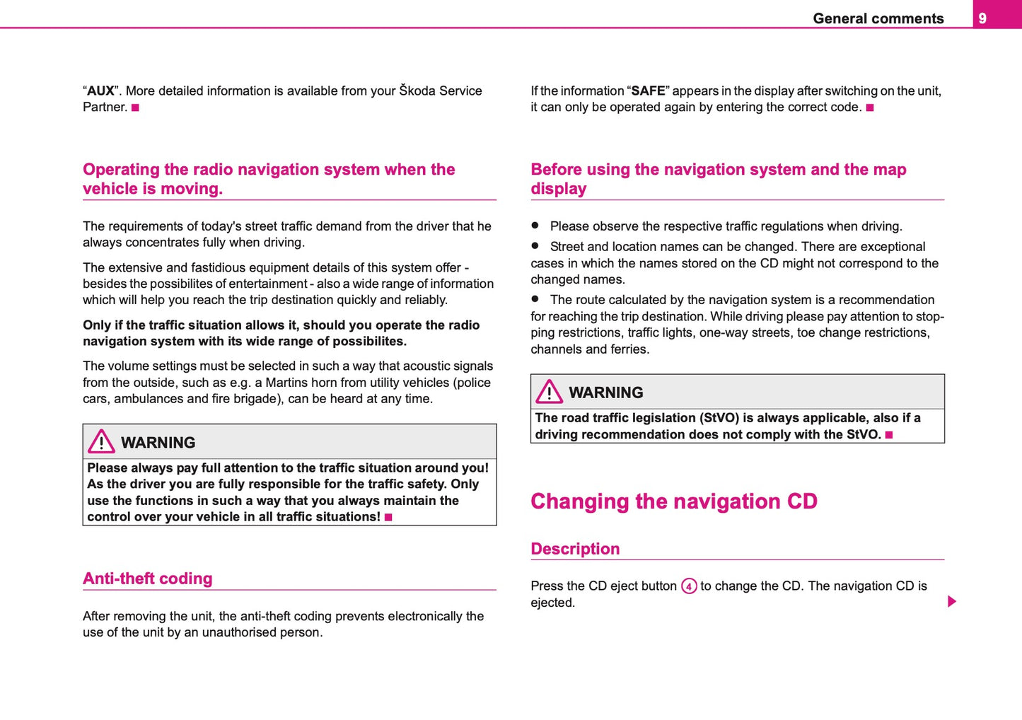 Skoda Radio Navigation DX Owner's Manual 2006