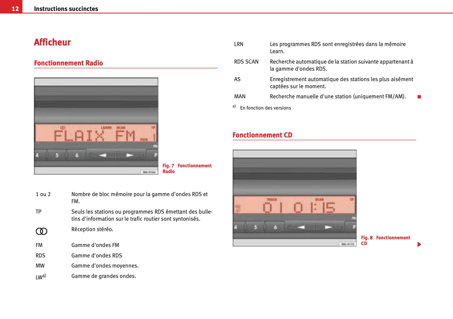 Seat Radio Alana - Alana MP3 Guide d'instructions