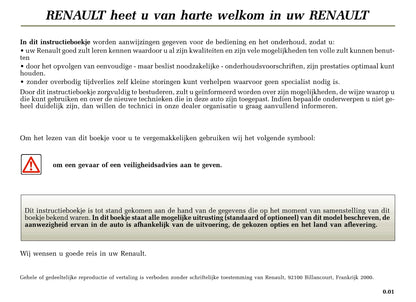 2000-2001 Renault Scénic Owner's Manual | Dutch