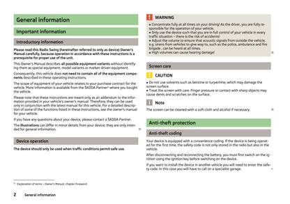 Skoda Radio Swing Owner's Manual 2013