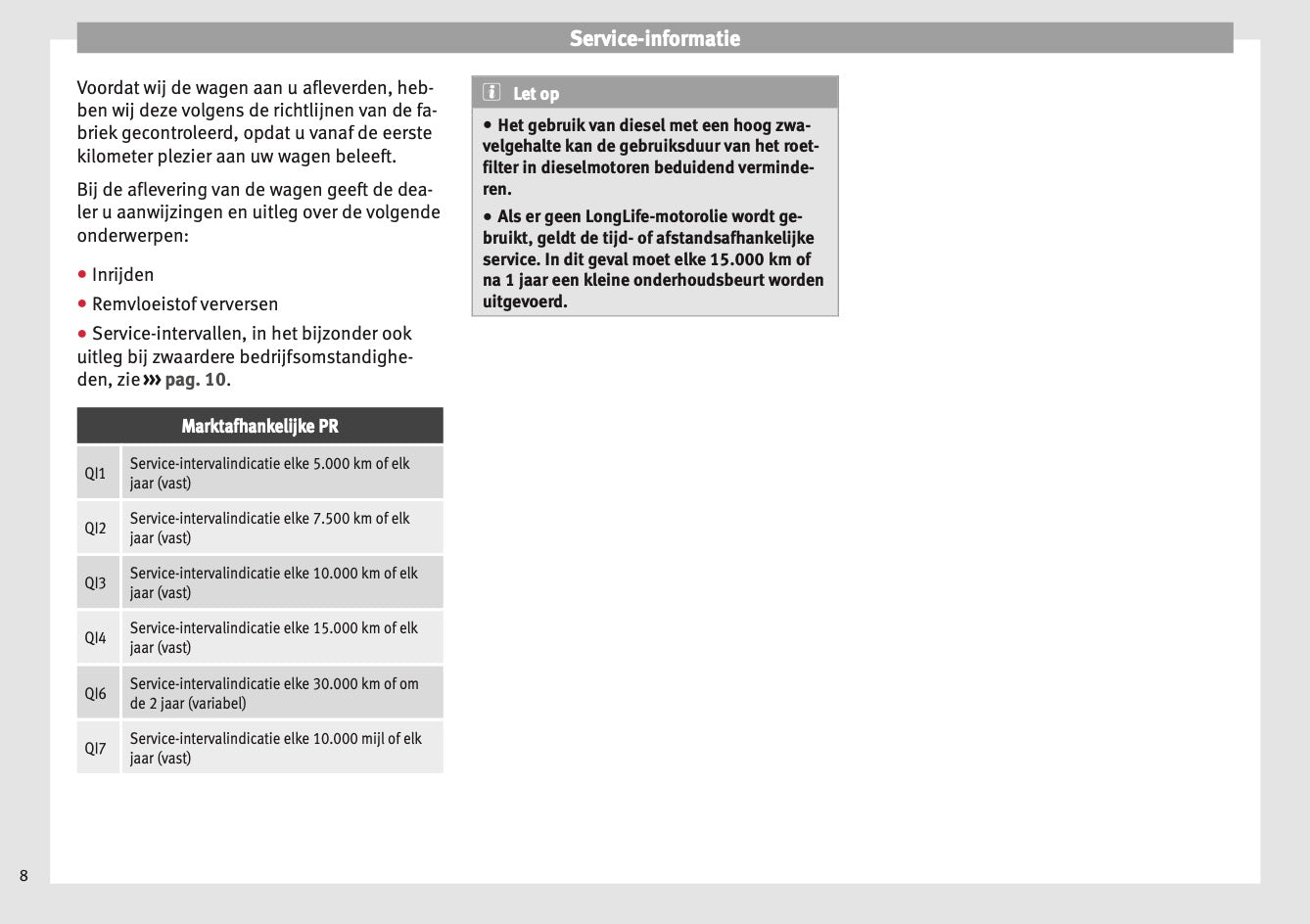 Seat Onderhoudsprogramma Handleiding