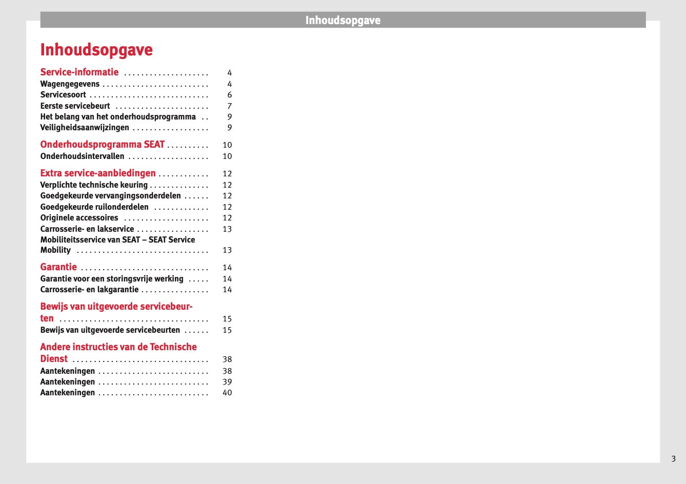 Seat Onderhoudsprogramma Handleiding