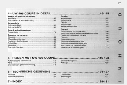 1998-2000 Peugeot 406 Coupé Gebruikershandleiding | Nederlands