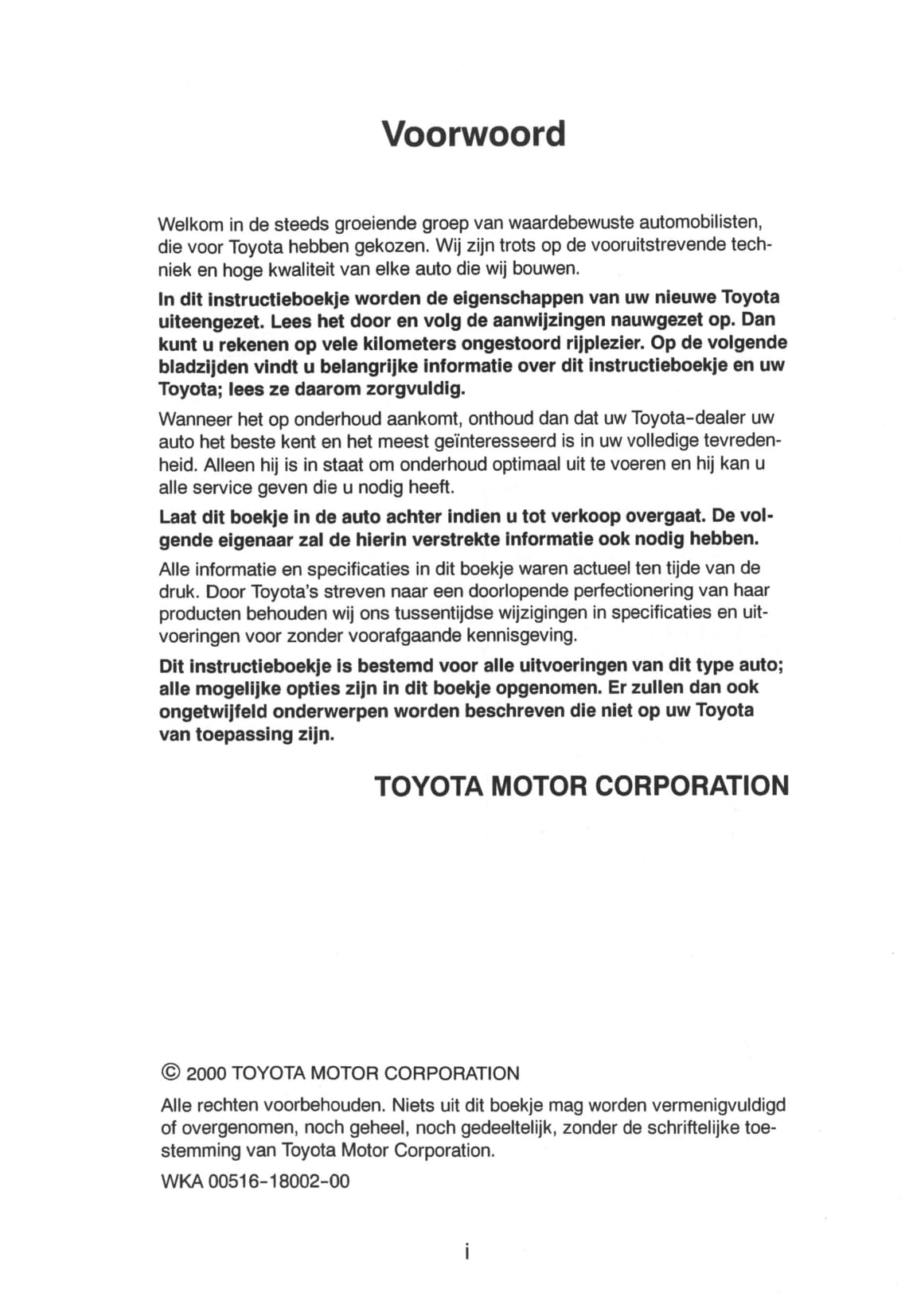 2000-2001 Toyota Prius Gebruikershandleiding | Nederlands