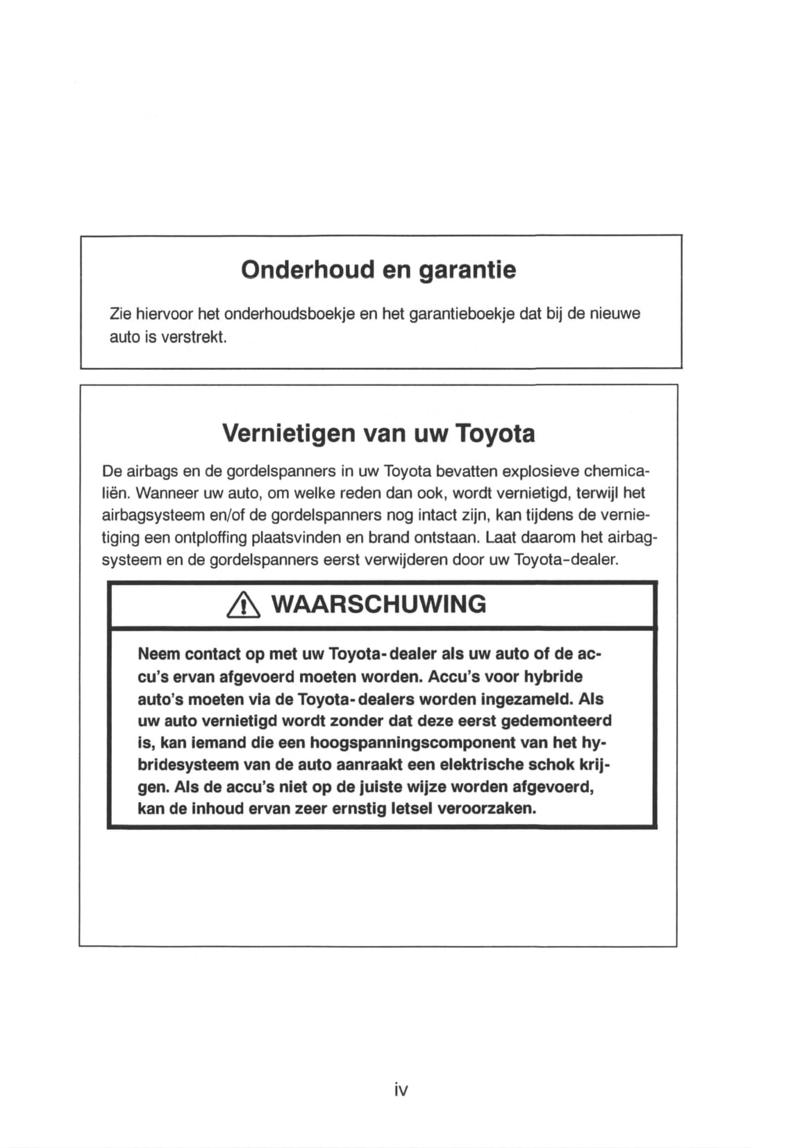 2000-2001 Toyota Prius Gebruikershandleiding | Nederlands