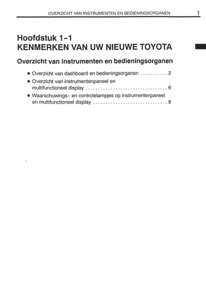 2000-2001 Toyota Prius Gebruikershandleiding | Nederlands