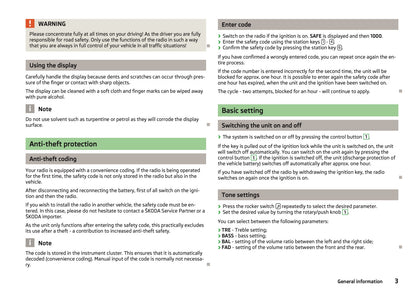 Skoda Radio Blues Owner's Manual 2012