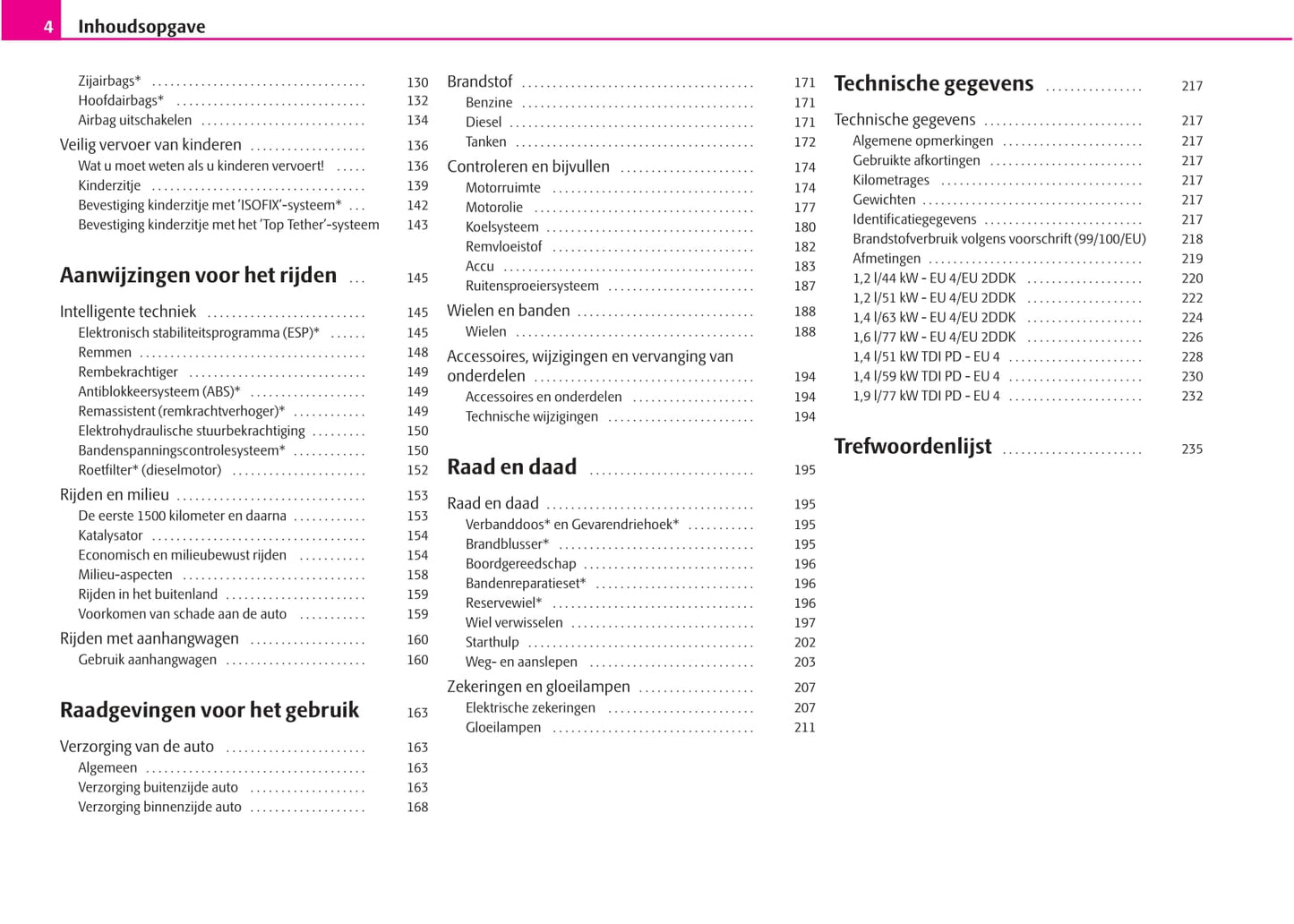 2007-2008 Skoda Fabia Owner's Manual | Dutch