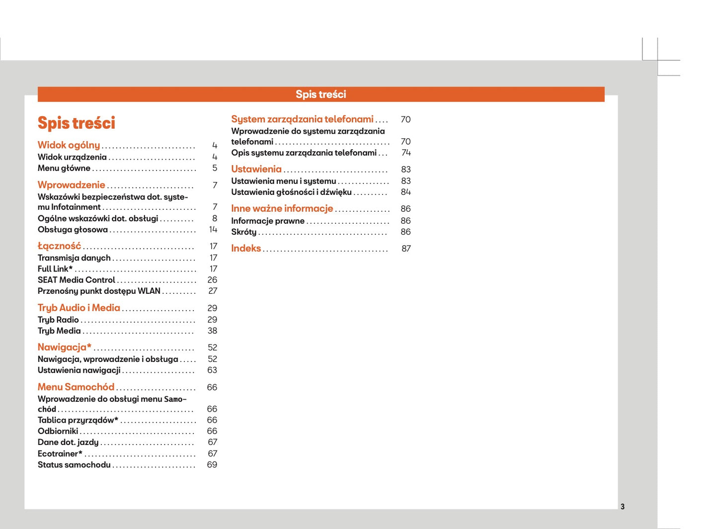 Seat Media System Plus & Navi System Instrukcja obsługi 2017 - 2019