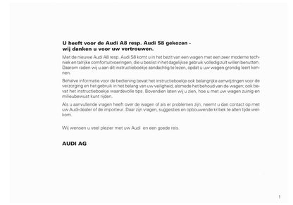 1994-2002 Audi A8/S8 Gebruikershandleiding | Nederlands