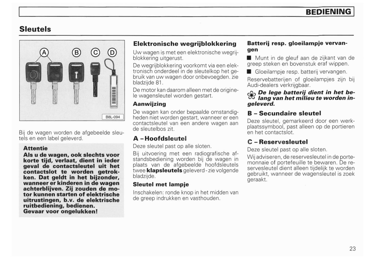 1994-2002 Audi A8/S8 Gebruikershandleiding | Nederlands