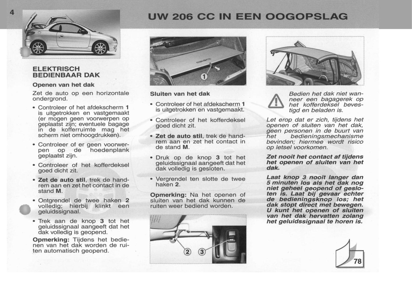 2003-2004 Peugeot 206 CC Bedienungsanleitung | Niederländisch