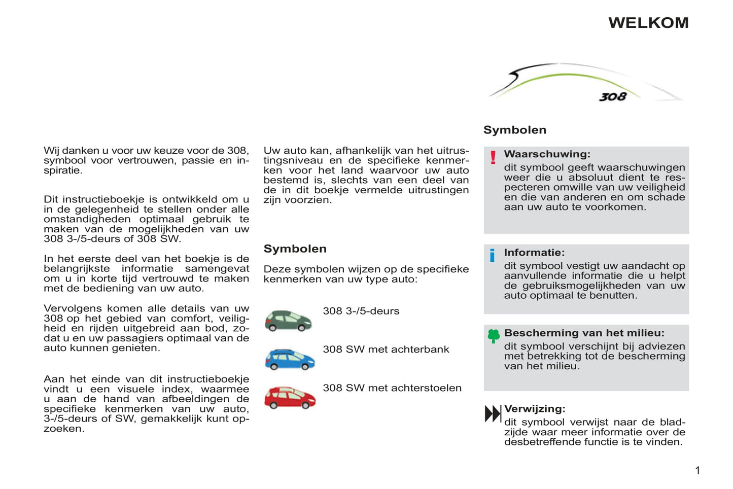 2012-2013 Peugeot 308 Manuel du propriétaire | Néerlandais