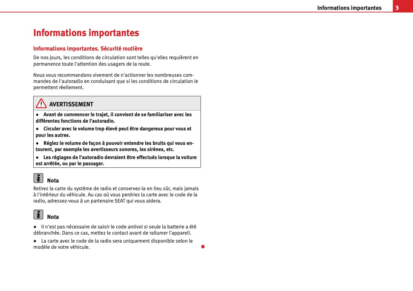 Seat Sound System 2.0 Guide d’instructions