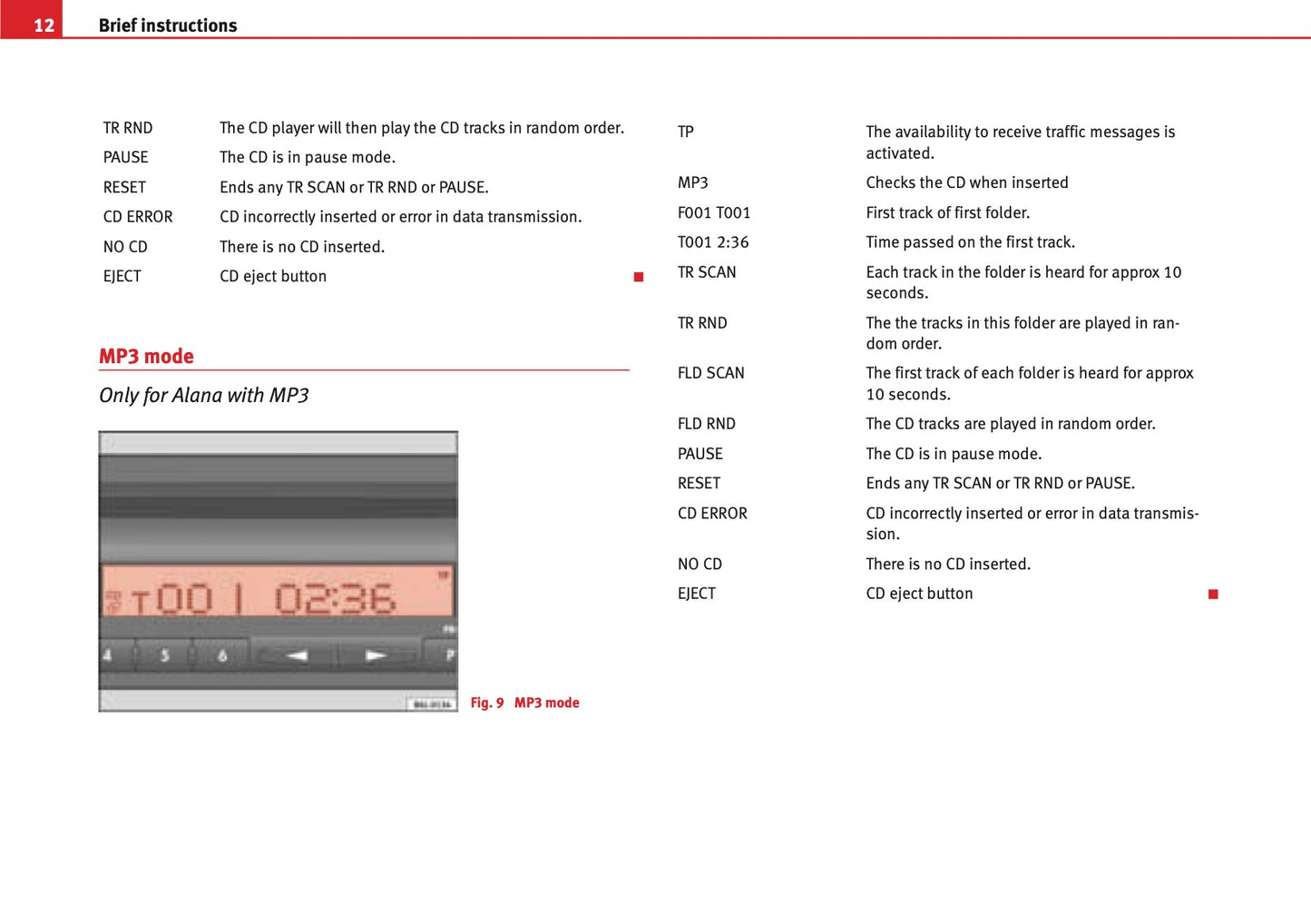 Seat Radio Alana Mp3 Owners Manual