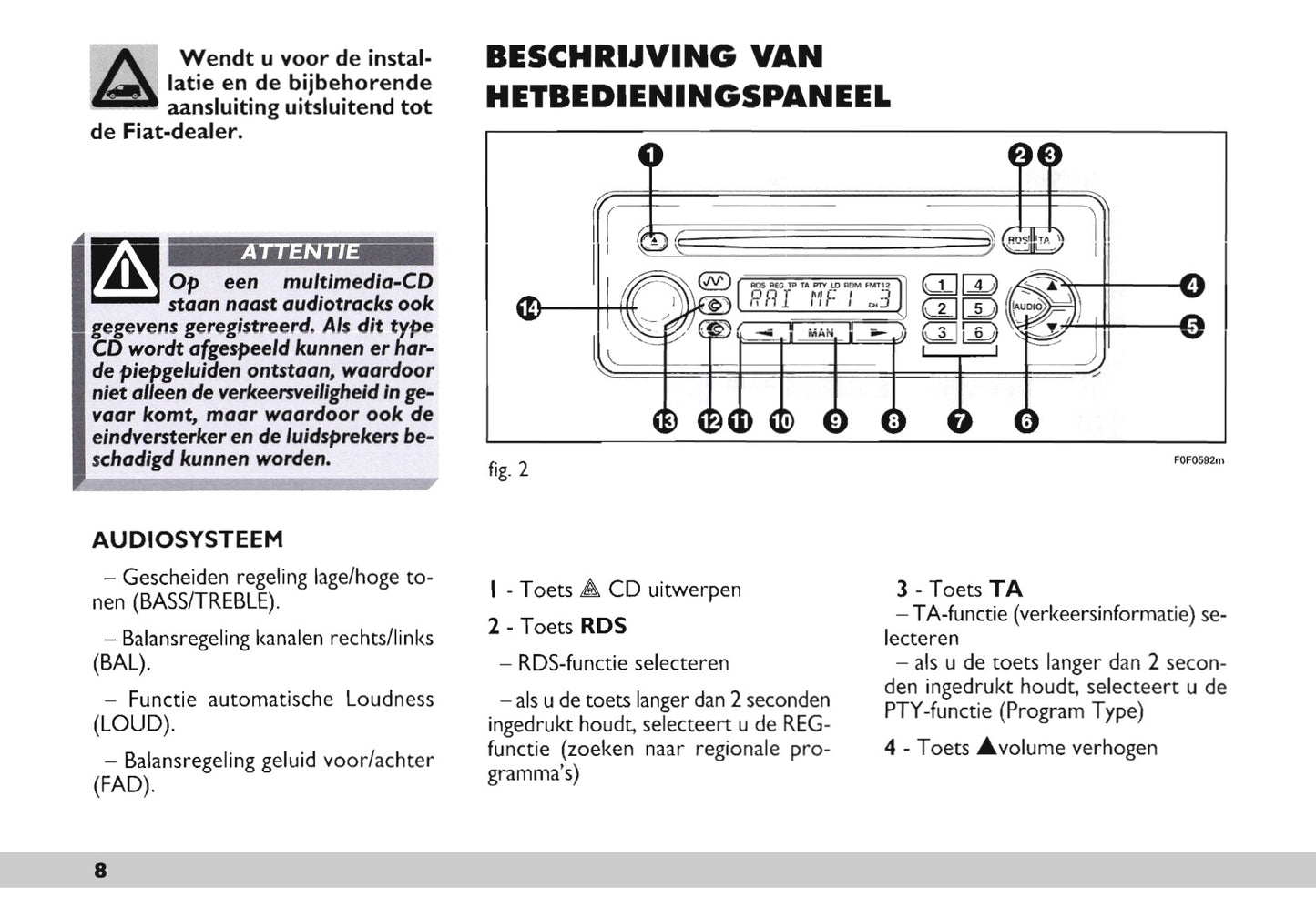 Fiat Scudo Autoradio Handleiding 1995 - 2007