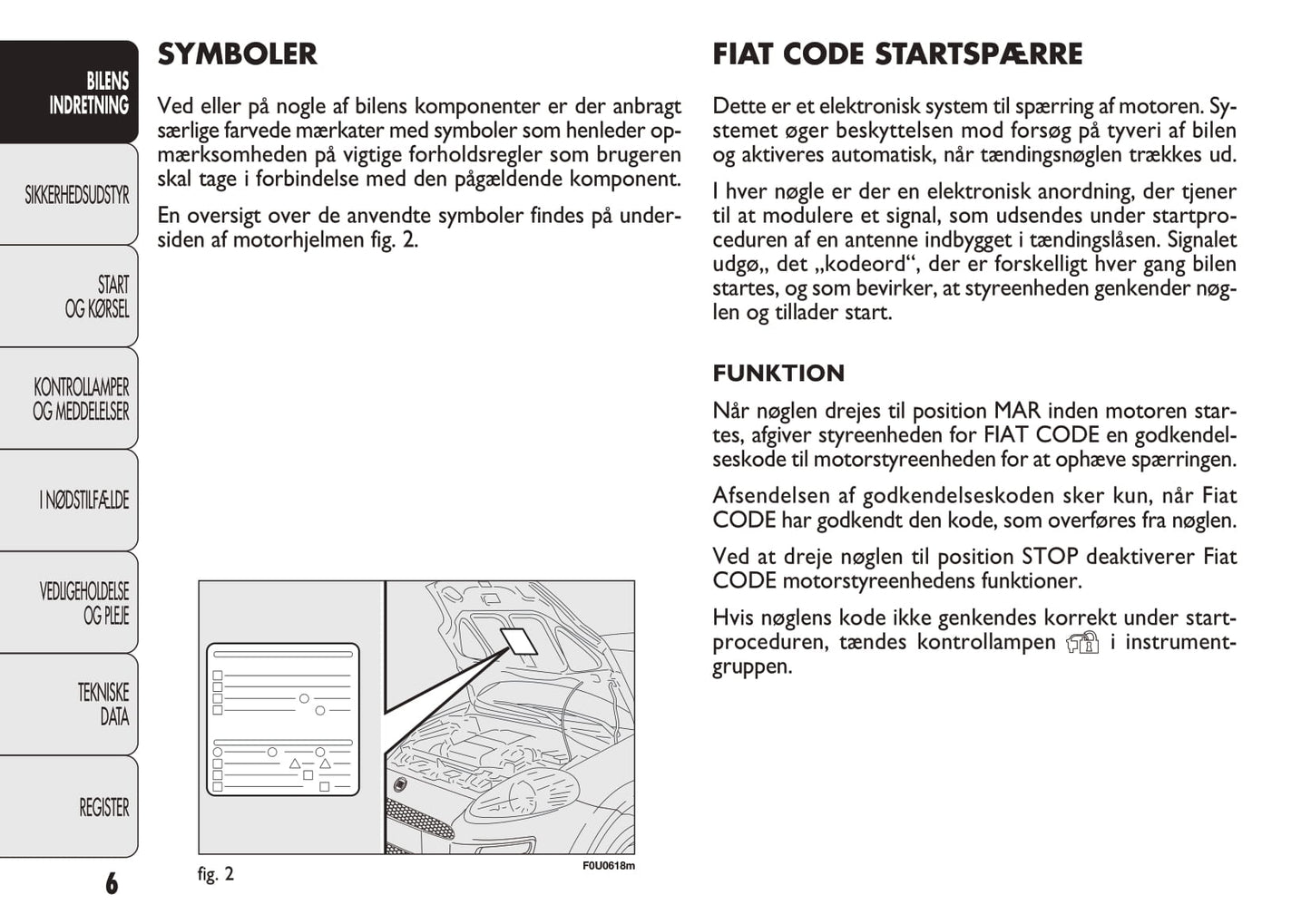 2012-2013 Fiat Punto Owner's Manual | Danish