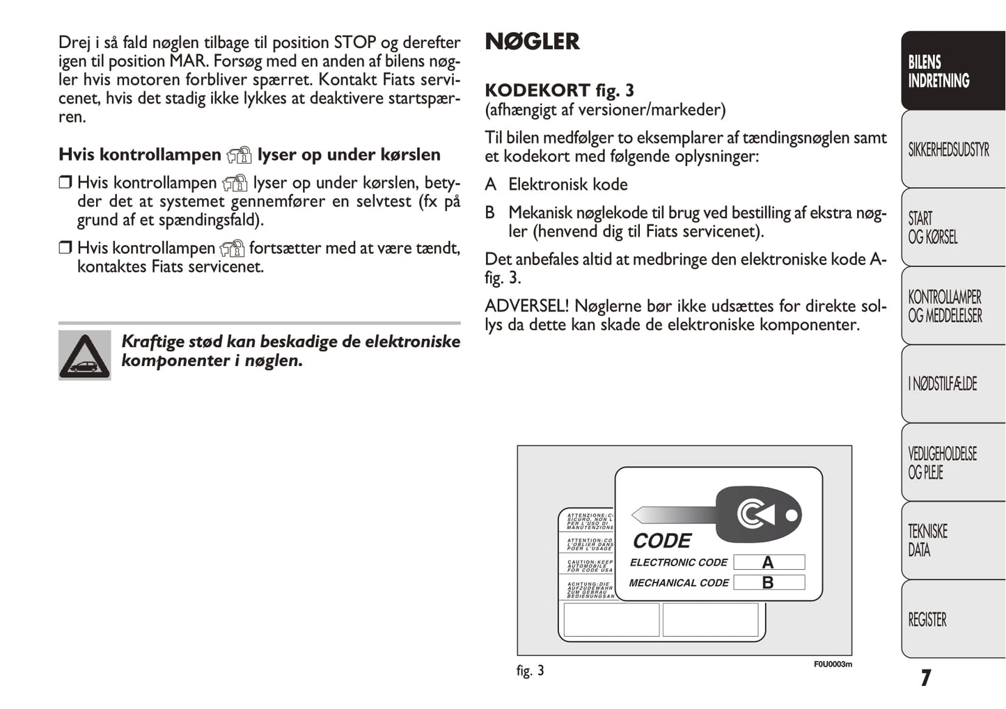 2012-2013 Fiat Punto Owner's Manual | Danish