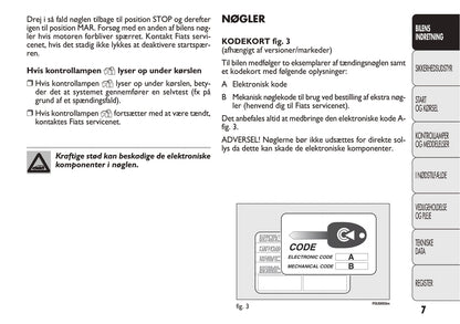 2012-2013 Fiat Punto Owner's Manual | Danish