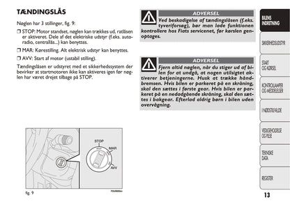 2012-2013 Fiat Punto Owner's Manual | Danish