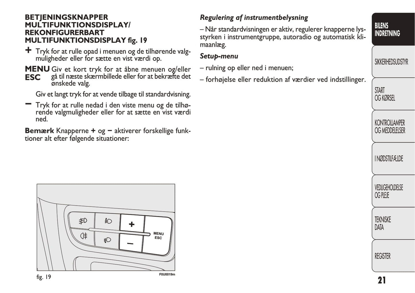 2012-2013 Fiat Punto Owner's Manual | Danish