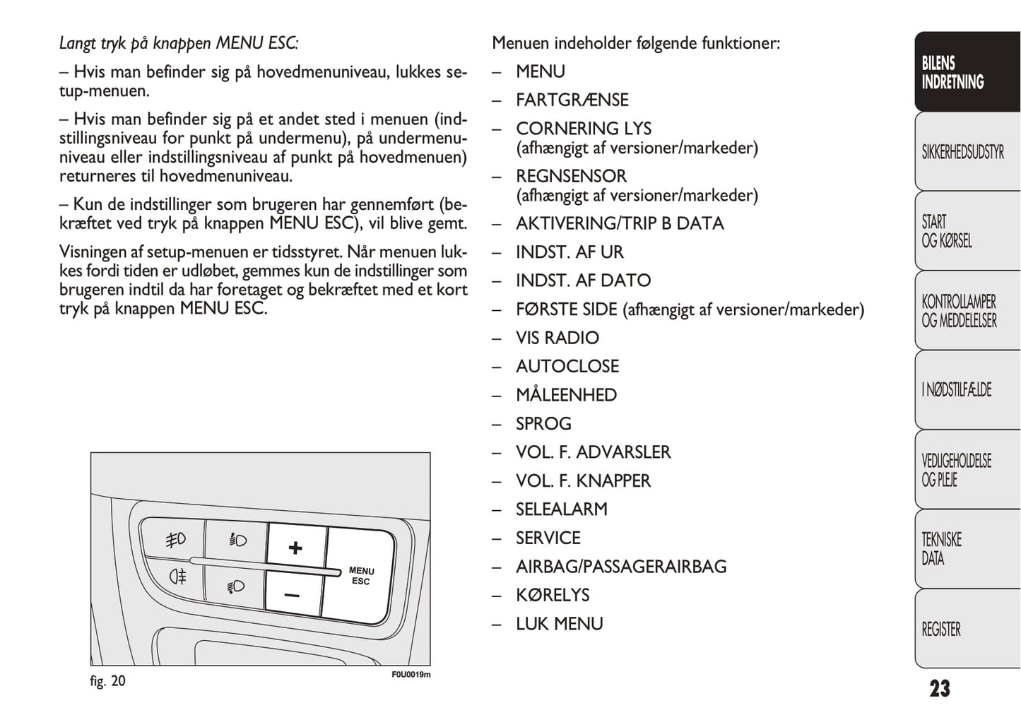 2012-2013 Fiat Punto Owner's Manual | Danish