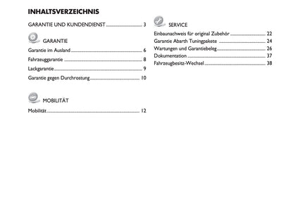 Abarth Garantie Und Serviceheft 2016 - 2019