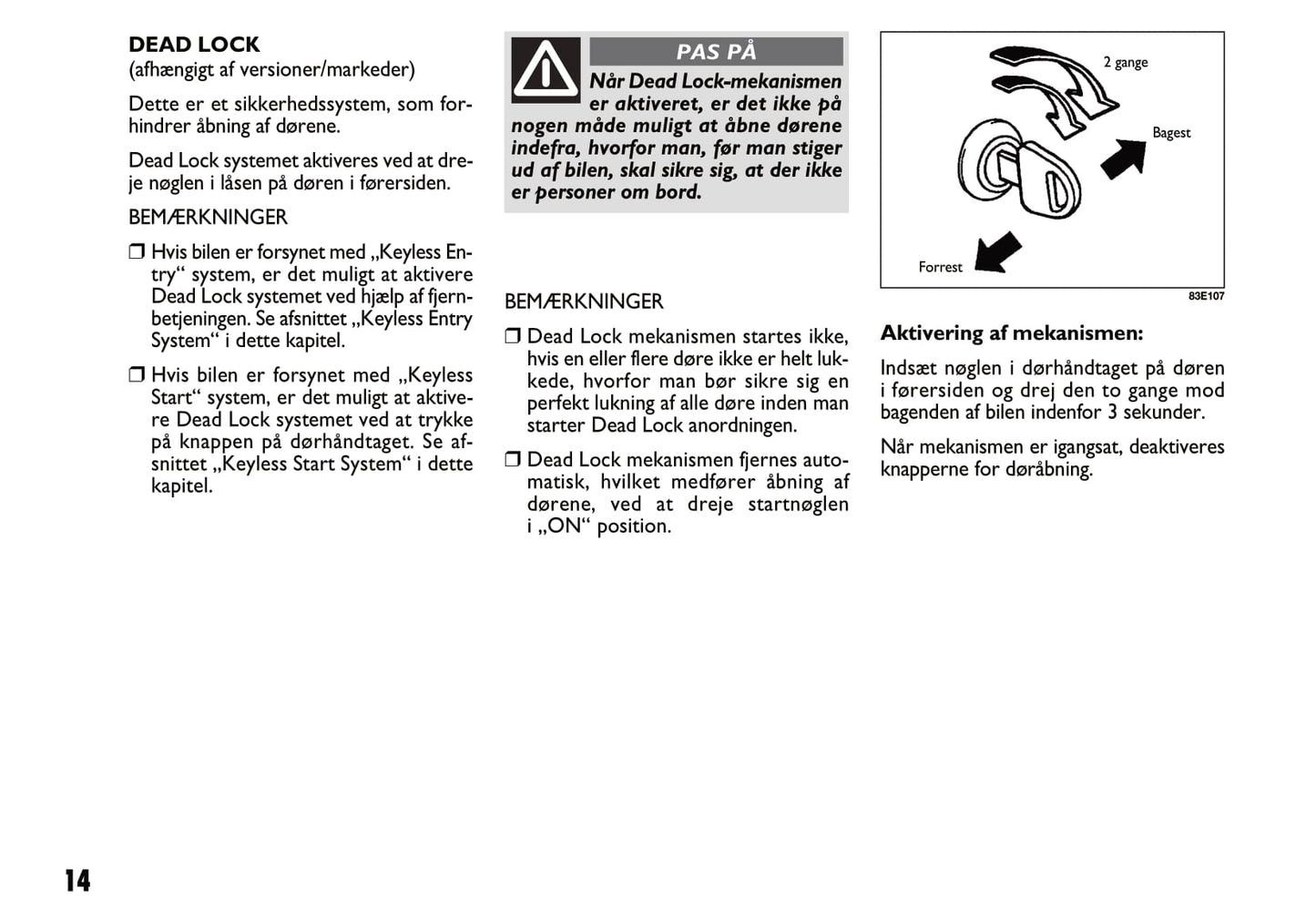 2011-2012 Fiat Sedici Owner's Manual | Danish