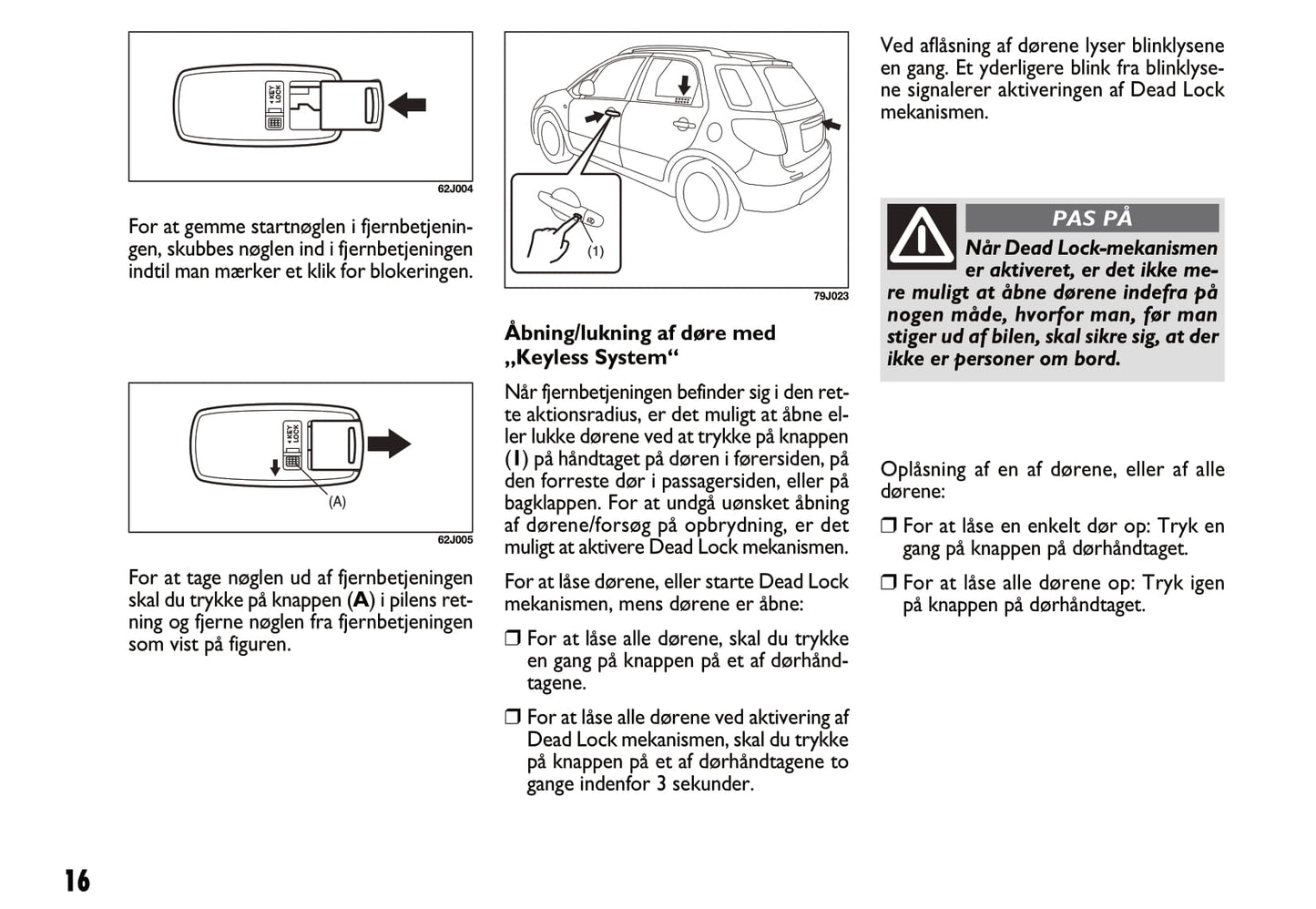 2011-2012 Fiat Sedici Owner's Manual | Danish