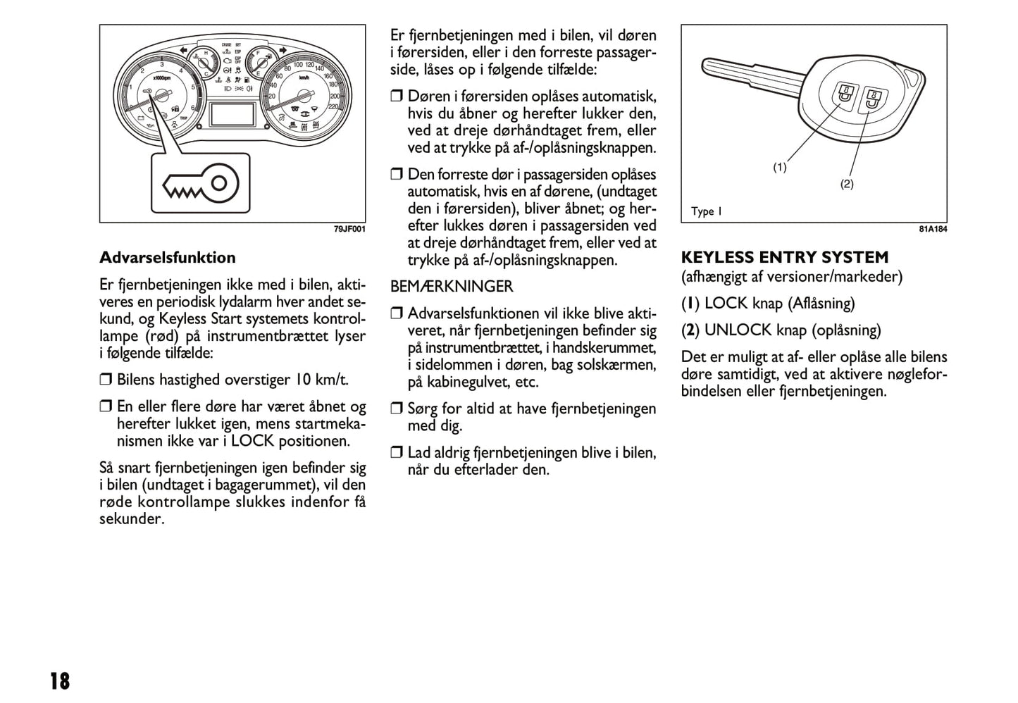 2011-2012 Fiat Sedici Owner's Manual | Danish