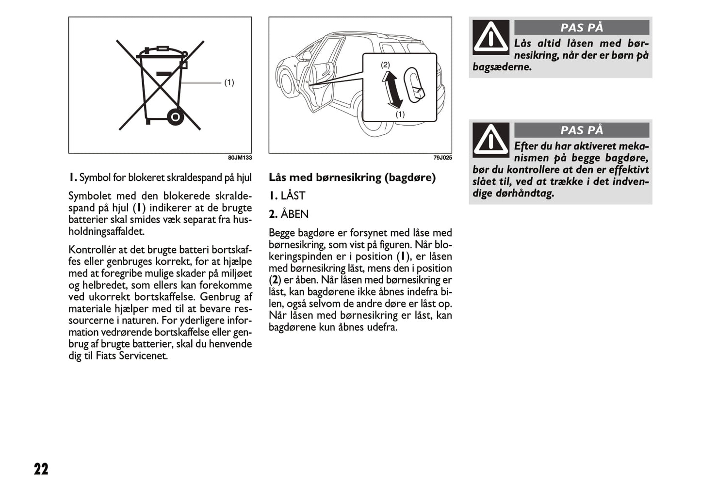 2011-2012 Fiat Sedici Owner's Manual | Danish