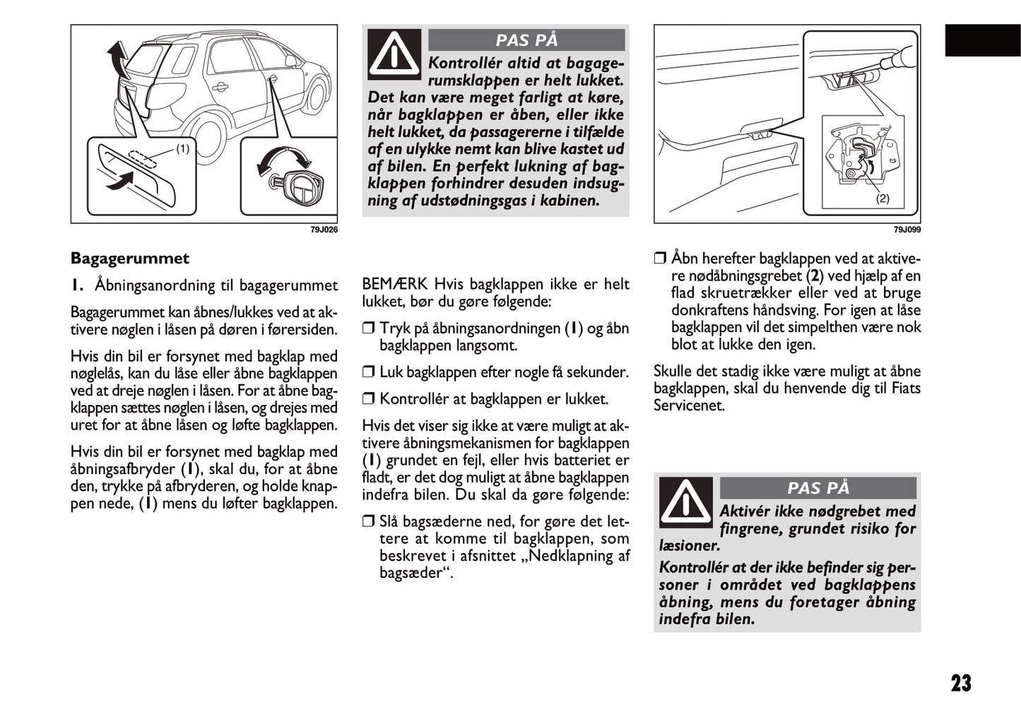 2011-2012 Fiat Sedici Owner's Manual | Danish