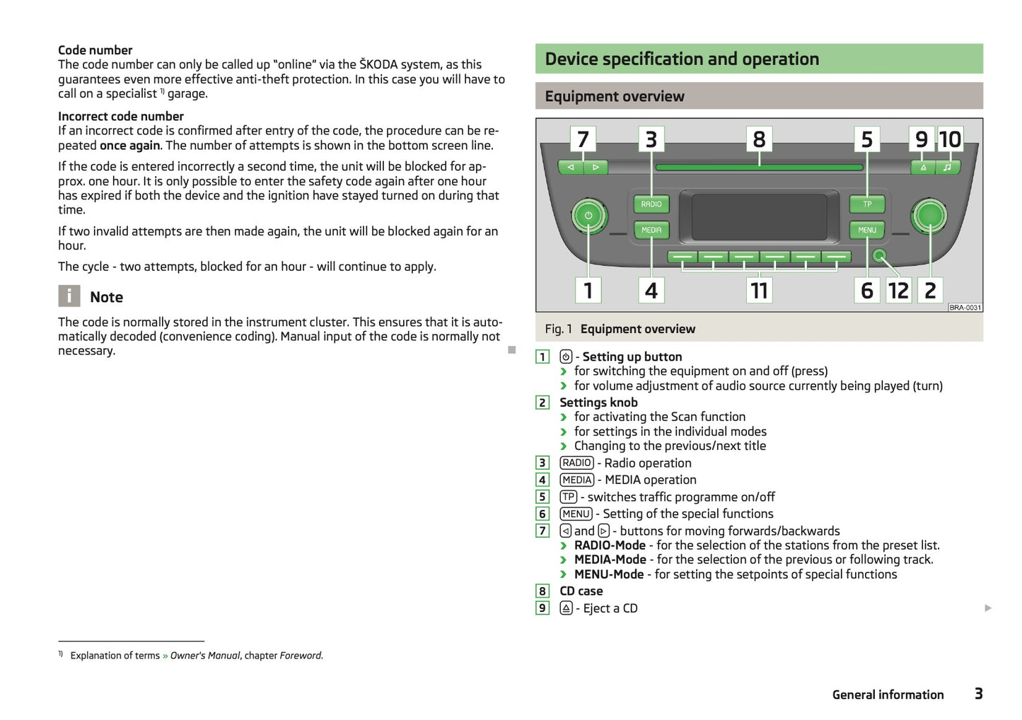 Skoda Radio Funky Owner's Manual 2013