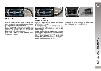 2012-2013 Peugeot 3008 HYbrid4 Bedienungsanleitung | Deutsch